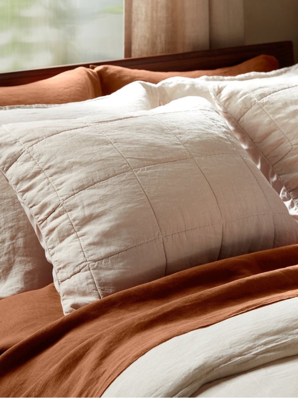 Parachute Standard Linen Quilted Pillow Sham- Bone